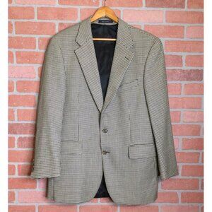 Polo University Club Ralph Lauren Mens Houndstooth Wool Blazer Jacket 42 T Black